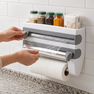 Porta Rollo Organizador 3 En 1 Para Cocina