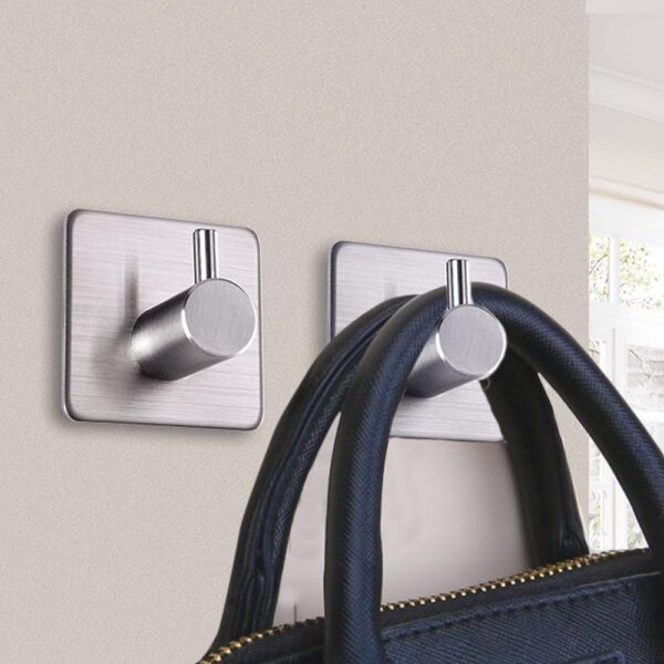 Set Ganchos de Pared Adhesivos de Níquel Cepillado Pack x4 - Imagen 3