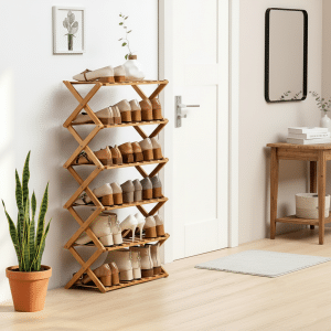 Zapatera Organizador Plegable de Bambú 6 Niveles