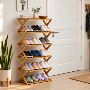 Zapatera Organizador Plegable de Bambú 6 Niveles