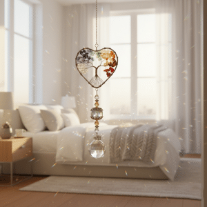 Colgante Atrapa Sol de Cristal con Arbol de la Vida