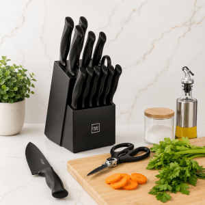 Set Premium de Cuchillos Negros 15 Piezas Súper Afilados