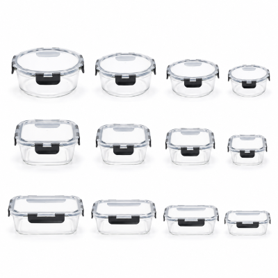 Set completo de 12 recipientes de vidrio con medidas