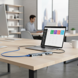 Hub USB-C 8 en 1 con Lector de Tarjetas, USB 3.0 y Audio