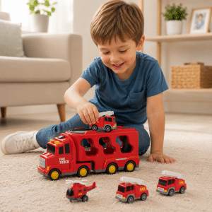 Camión Bombero Transportador de Coches para Niños