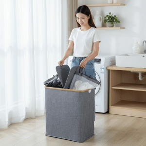 Cesto Canasto de Ropa con Tapa Compacto y Resistente