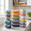 Set de 16 Recipientes Herméticos de Plástico y Apilables