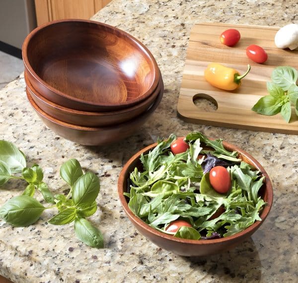 Bowl Para Ensaladas Verduras En Madera Frutero