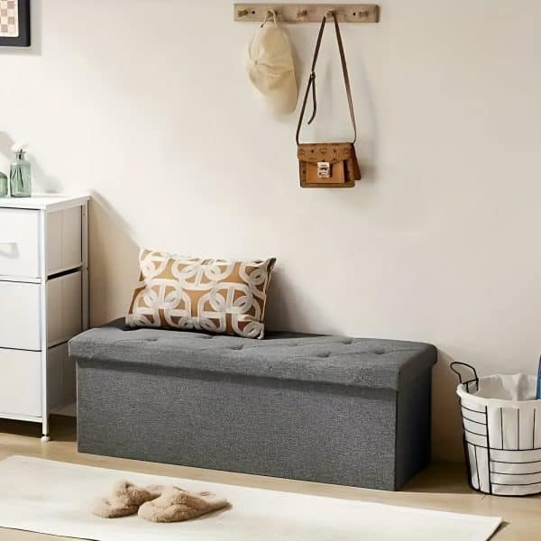 Baúl De Madera Con Tapa de Tela Organizador - Imagen 2