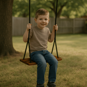Hamaca De Madera Niños Infantil Con Cadena Forrada Flexible