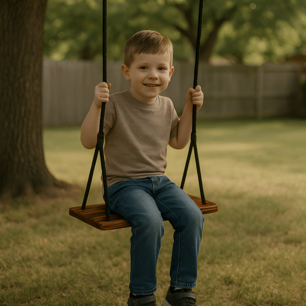 Hamaca De Madera Niños Infantil Con Cadena Forrada Flexible