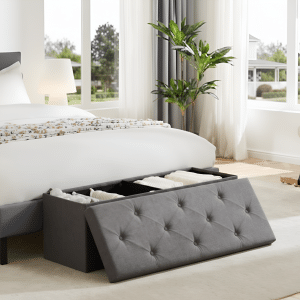 Baúl De Madera Con Tapa de Tela Organizador