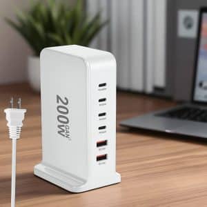 Cargador de Carga Ultra Rápida 200w USB, USB-C 6 Puertos