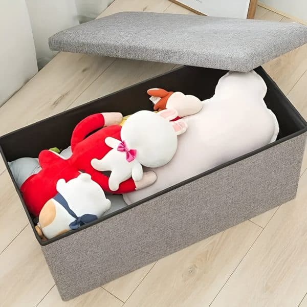 Baúl De Madera Con Tapa de Tela Organizador - Imagen 3
