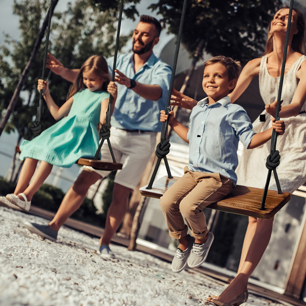 Hamaca De Madera Niños Infantil Con Cadena Forrada Flexible - Imagen 3