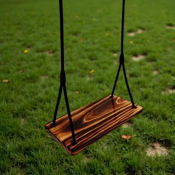 Hamaca De Madera Niños Infantil Con Cadena Forrada Flexible - Imagen 2