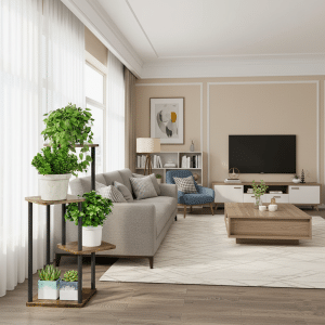 Soporte Plantas Metal y Madera 4 Niveles Porta Macetas