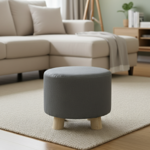 Banquito Puff De Madera 4 Patas Taburete