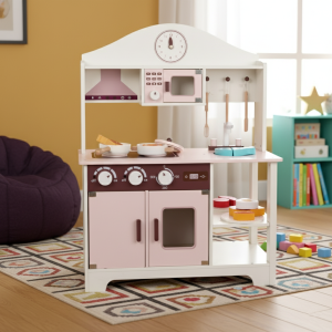 Cocina Infantil De Madera Set Completo Para Niñas Y Niños