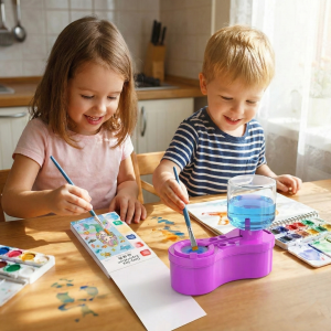 Kit Limpia Pinceles Dispensador De Agua + Bloc Coloreable