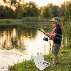 Caña Reel Telescópica Niños Tanza Anzuelo Plomo Estuche