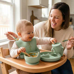 Set Alimentación Bebé Platos Silicona Libre BPA 10 Piezas