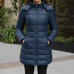 Campera Parka Azul Impermeable Con Capucha Para Dama