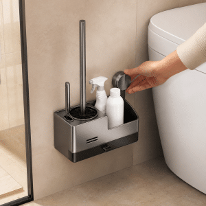 Kit de Cepillos Premium Para Inodoro Autoadhesivo Con Soporte Y Cajón