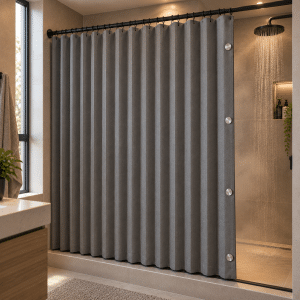 Cortina de Ducha Magnética Plegable con Barral Extensible