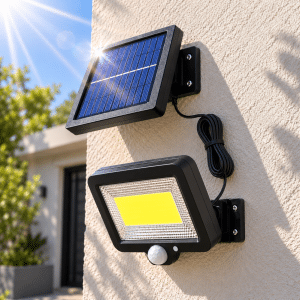Lámpara Solar LED Exterior Panel a Distancia y Sensor de Movimiento