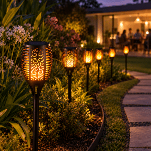 6 Antorchas Solares LED Efecto Llama Estaca Impermeable Exterior
