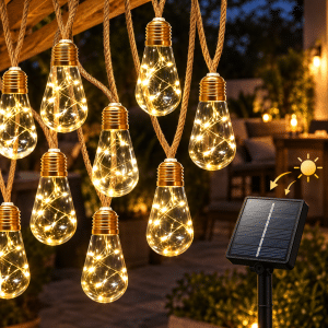 Guirnalda Solar de Bombillas Luz Cálida para Jardín
